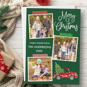 Cartes Pour Fêtes Annuelles Amusants Calliage artisanat Bande Camion Noël Vert