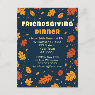 Cartes Pour Fêtes Annuelles Amusants Falling Feuille Friendsgiving Diner Potlu
