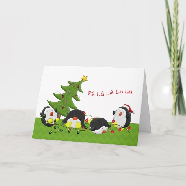 Cartes Pour Fêtes Annuelles Amusement de pingouin de Noël (Devant)