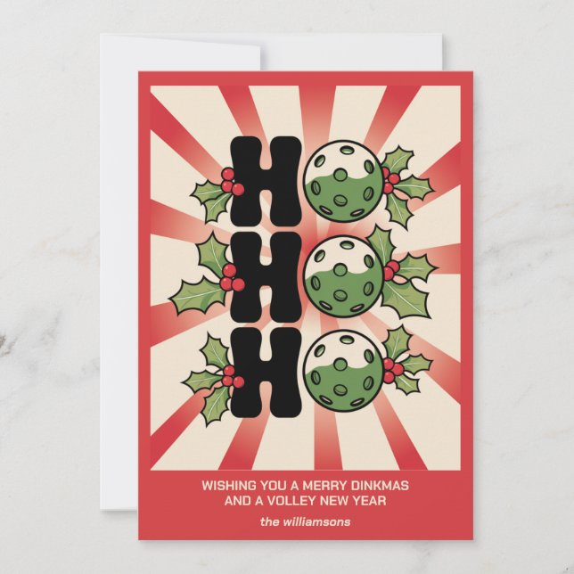 Cartes Pour Fêtes Annuelles Amusement rétro Pickleball Noël Votre texte person (Devant)