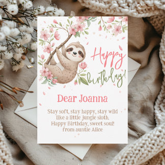 Cartes Pour Fêtes Annuelles Amusons-nous paresseux enfants joyeux anniversaire