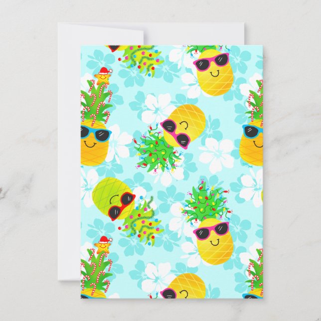 Cartes Pour Fêtes Annuelles Ananas de Noël Tropical (Devant)