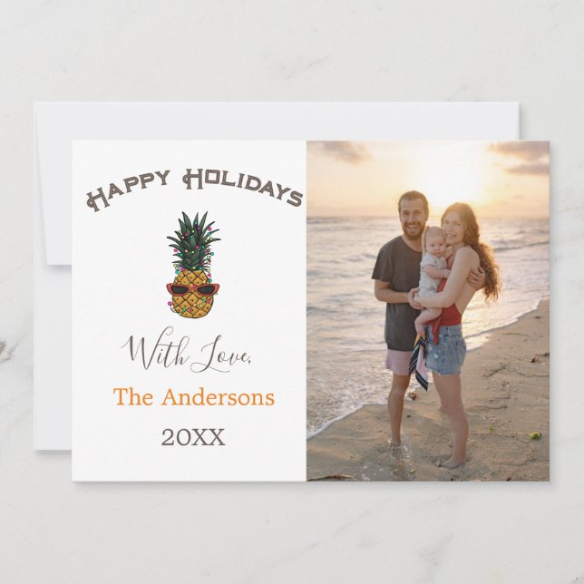 Cartes Pour Fêtes Annuelles Ananas Joyeux Noël Beach Photo (Devant)