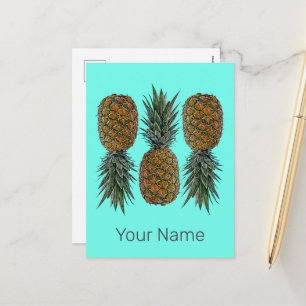 Cartes Pour Fêtes Annuelles Ananas Retro Végétal et Végétarien Fruit Vintage