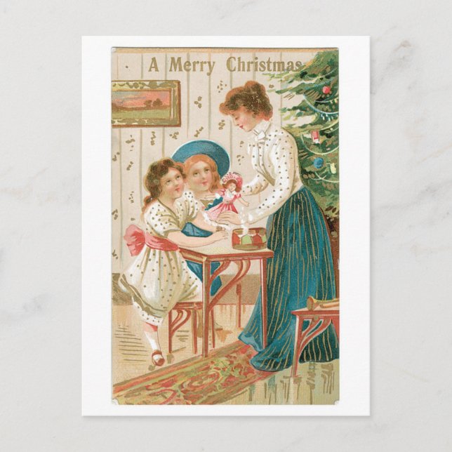 Cartes Pour Fêtes Annuelles Ancien Noël, Famille (Devant)