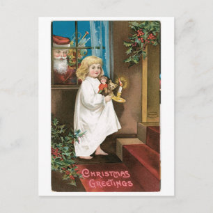 Cartes Pour Fêtes Annuelles Ancien Noël, Fille