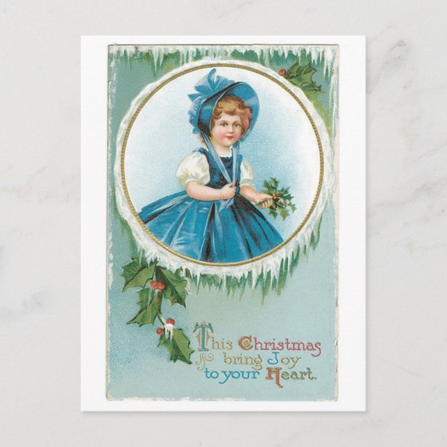 Cartes Pour Fêtes Annuelles Ancien Noël, Fille (Devant)