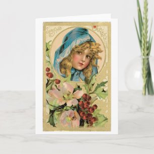 Cartes Pour Fêtes Annuelles Ancien Noël, Fille