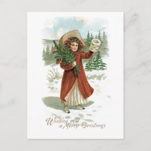 Cartes Pour Fêtes Annuelles Ancien Noël, Fille
