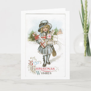 Cartes Pour Fêtes Annuelles Ancien Noël, Fille