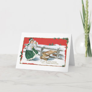 Cartes Pour Fêtes Annuelles Ancien Noël, Fille