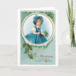Cartes Pour Fêtes Annuelles Ancien Noël, Fille