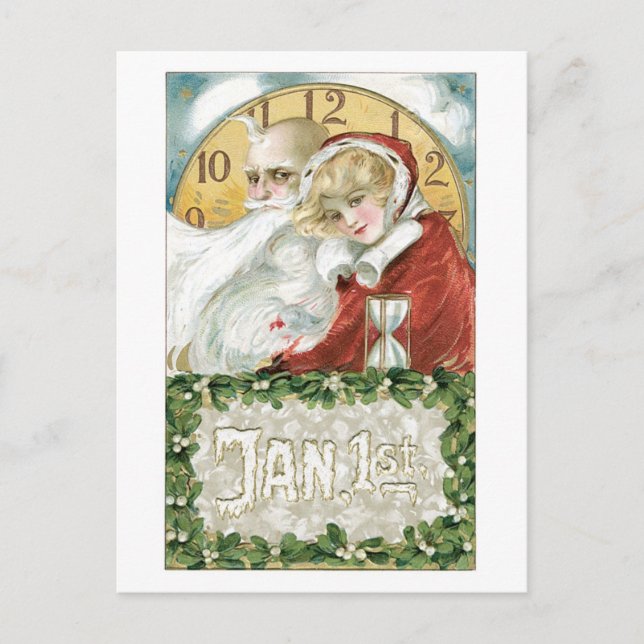 Cartes Pour Fêtes Annuelles Ancien Noël, Père Noël & Dame (Devant)