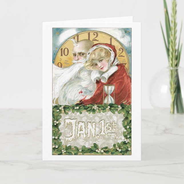 Cartes Pour Fêtes Annuelles Ancien Noël, Père Noël & Dame (Devant)