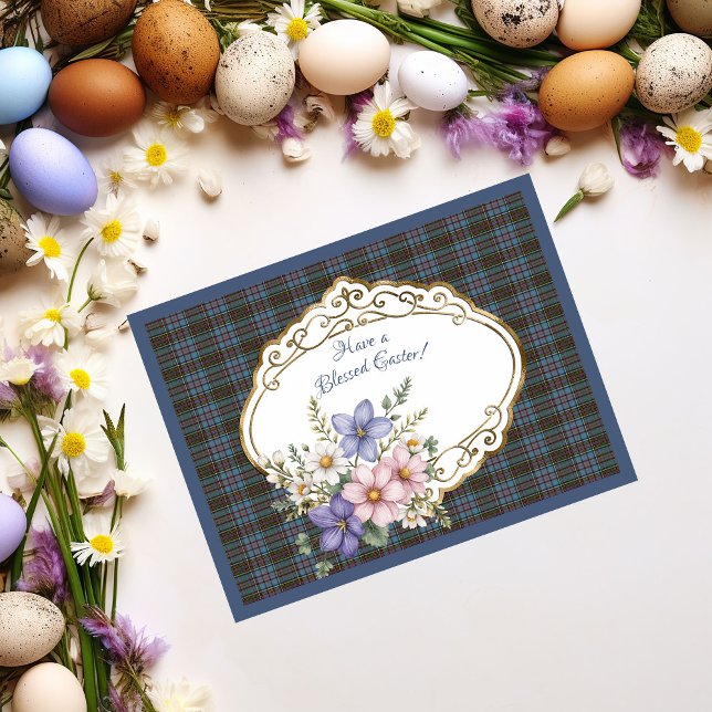 Cartes Pour Fêtes Annuelles Anderson Ancien Tartan écossais Pâques Floral (Créateur téléchargé)
