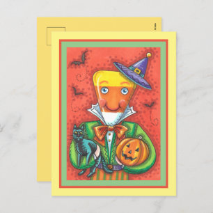 Cartes Pour Fêtes Annuelles ANDY THE CANDY CORN MAN, CHAT NOIR & JACK Coloré