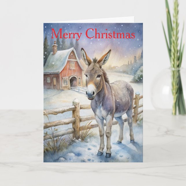 Cartes Pour Fêtes Annuelles Âne à Noël (Devant)