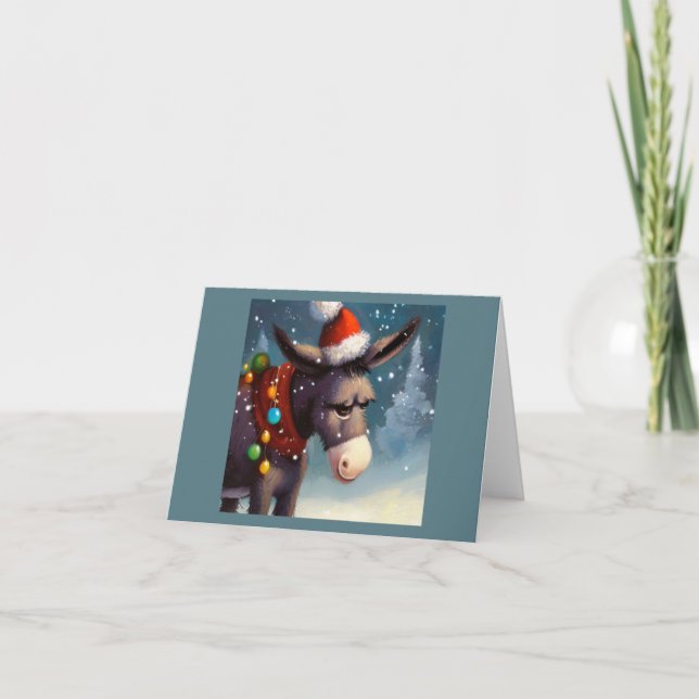Cartes Pour Fêtes Annuelles Âne de Noël 2 (Devant)