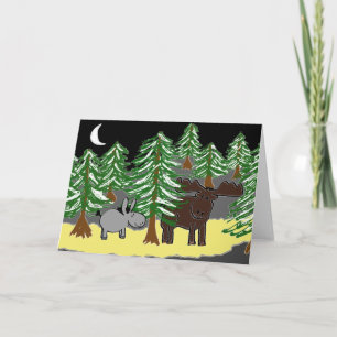 Cartes Pour Fêtes Annuelles âne et orignal dans la neige
