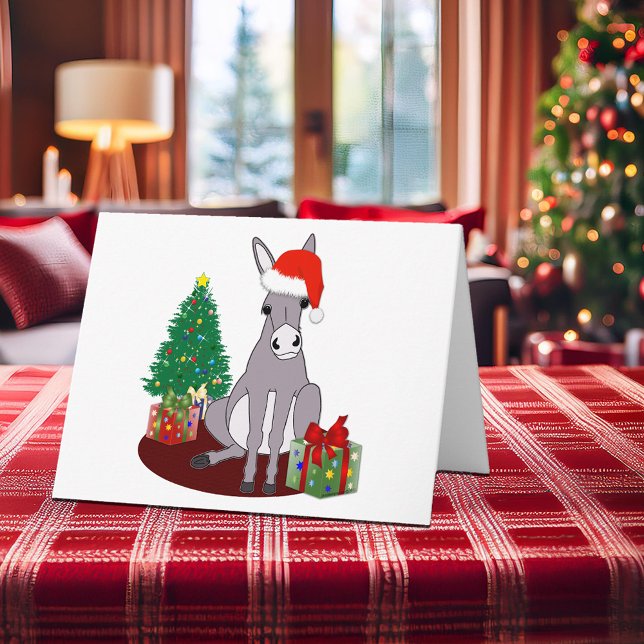 Cartes Pour Fêtes Annuelles Âne mignon de Noël (Cute Christmas Donkey Blank Note Holiday Card)