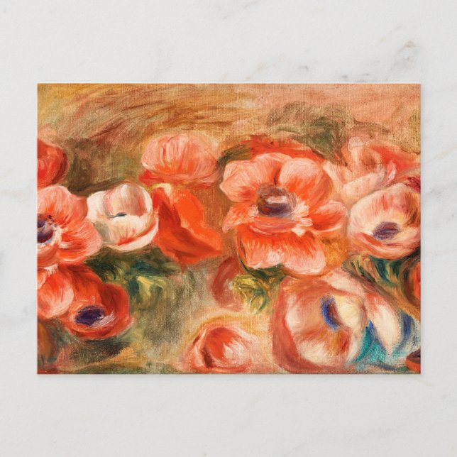Cartes Pour Fêtes Annuelles Anémones de Renoir Impressionniste Peinture (Devant)
