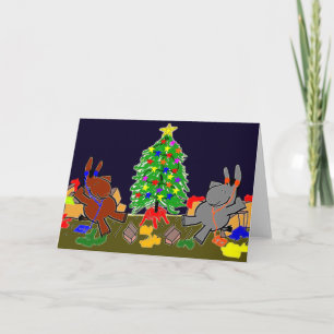 Cartes Pour Fêtes Annuelles ânes et arbre de Noël