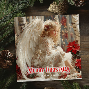 Cartes Pour Fêtes Annuelles Ange angélique éthéré rouge or festif magique