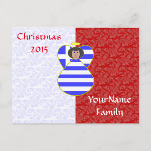 Cartes Pour Fêtes Annuelles Ange au drapeau grec avec cheveux noirs