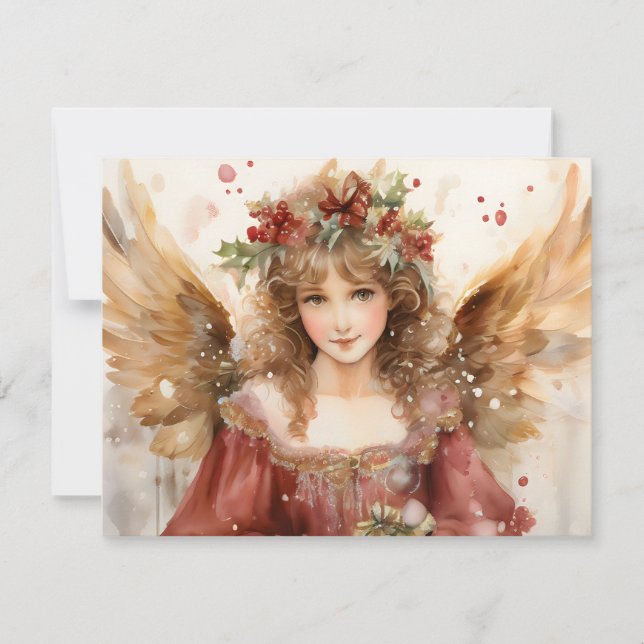 Cartes Pour Fêtes Annuelles Ange aux fleurs Noël (Devant)