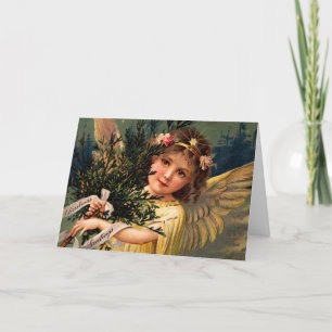 Cartes Pour Fêtes Annuelles Ange avec une brassée de verdure de Noël