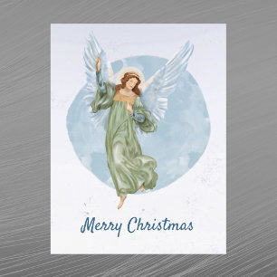 Cartes Pour Fêtes Annuelles Ange Bleu de Noël Aquarelle