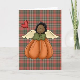 Cartes Pour Fêtes Annuelles ange citrouille afro-américain