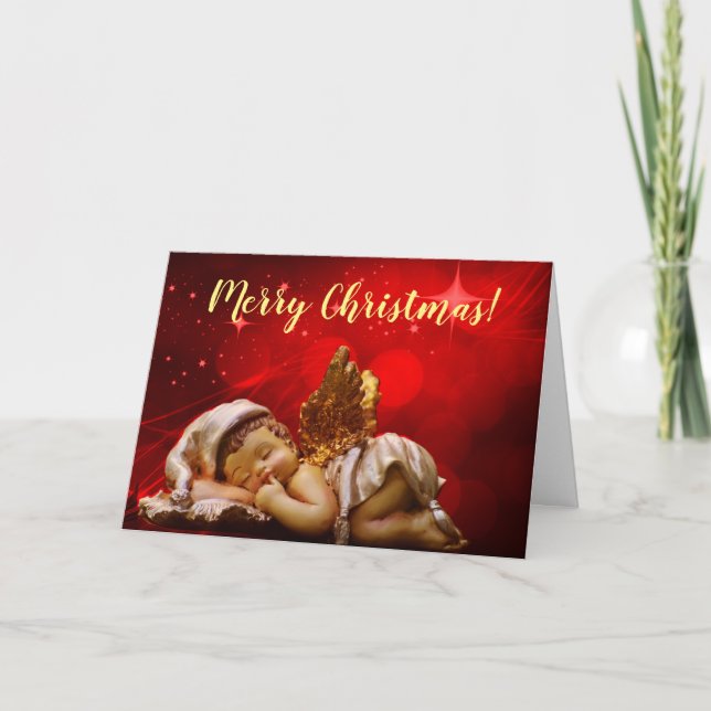 Cartes Pour Fêtes Annuelles Ange couchant Bébé Jésus Noël (Devant)