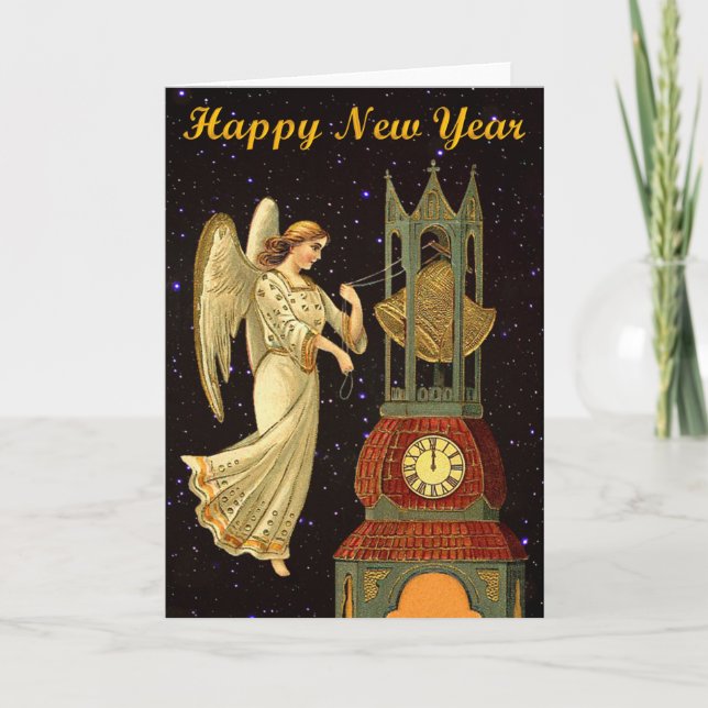 Cartes Pour Fêtes Annuelles ange de cru de nouvelle année (Devant)