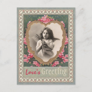 Cartes Pour Fêtes Annuelles Ange de musique dans un coeur d'or CC0787 Valentin
