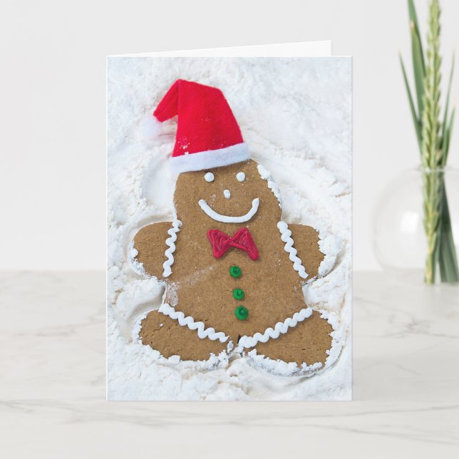 Cartes Pour Fêtes Annuelles Ange de neige de bonhomme en pain d'épice de Noël (Devant)