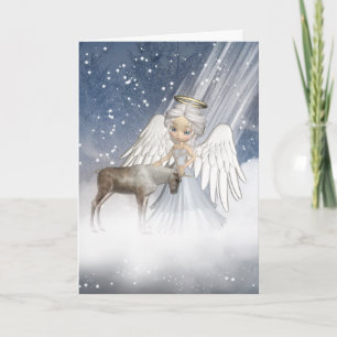 Cartes Pour Fêtes Annuelles Ange De Neige Qui Souffle La Neige Sur Le Monde, A