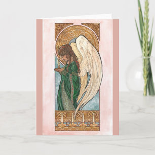 Cartes Pour Fêtes Annuelles Ange de Noël Art Nouveau avec bougie