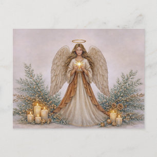Cartes Pour Fêtes Annuelles Ange de Noël aux couleurs douces et neutres à l'aq