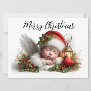 Cartes Pour Fêtes Annuelles Ange de Noël avec Cardinal Holiday Card