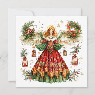 Cartes Pour Fêtes Annuelles Ange de Noël avec des baies et un bâton de sucre d