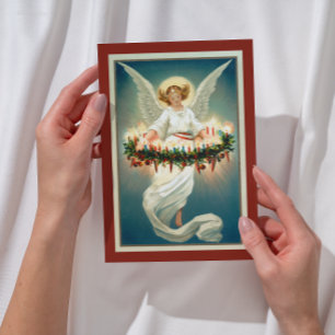 Cartes Pour Fêtes Annuelles Ange de Noël chrétien victorien rétro vintage