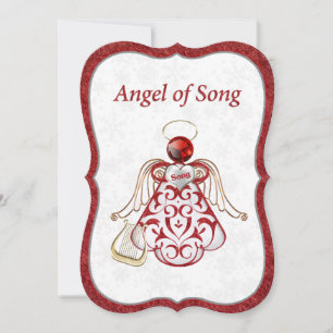 Cartes Pour Fêtes Annuelles Ange de Noël de la chanson Rouge & Or   Lined