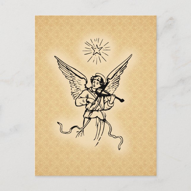Cartes Pour Fêtes Annuelles Ange de Noël d'or (Devant)