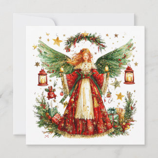 Cartes Pour Fêtes Annuelles Ange de Noël et baies d'hiver