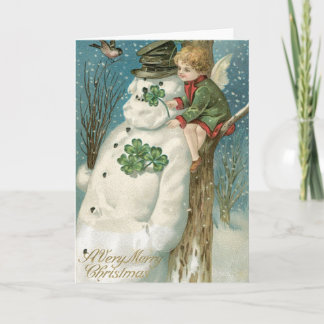 Cartes Pour Fêtes Annuelles Ange de Noël et bonhomme de neige