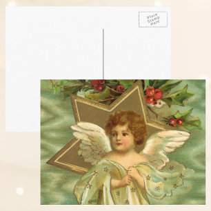 Cartes Pour Fêtes Annuelles Ange de Noël victorien avec une étoile dorée vinta
