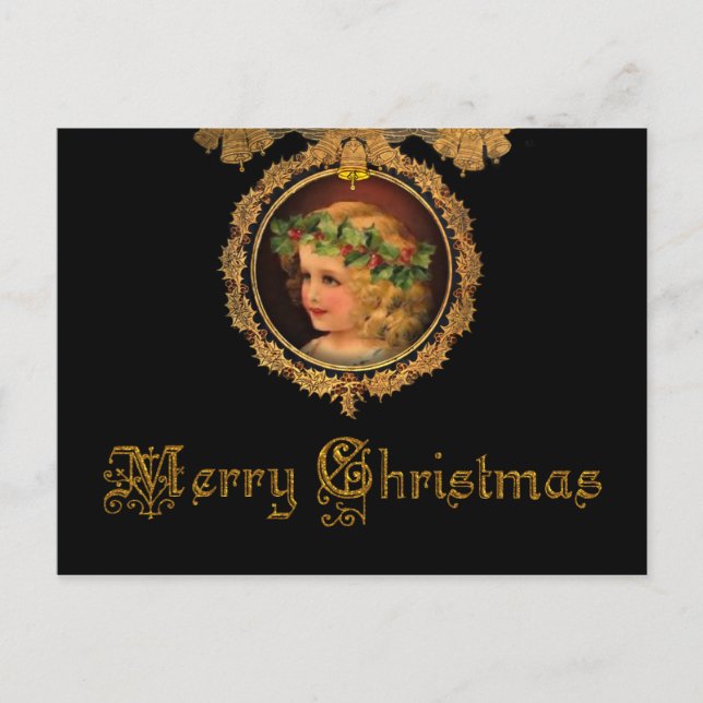 Cartes Pour Fêtes Annuelles Ange de Noël Vintage (Devant)