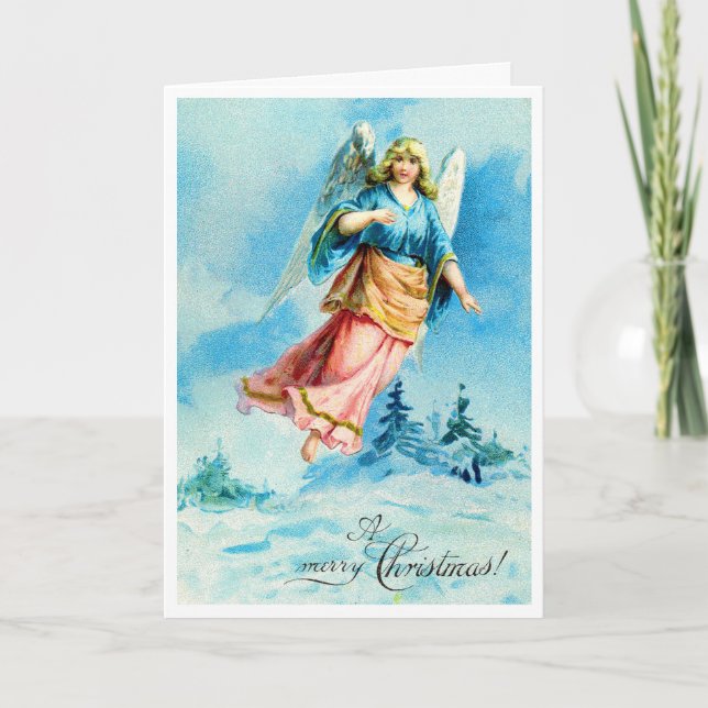 Cartes Pour Fêtes Annuelles Ange de Noël Vintage (Devant)