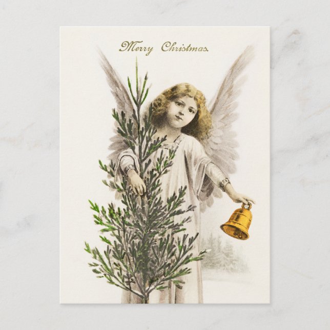 Cartes Pour Fêtes Annuelles Ange de Noël Vintage (Devant)